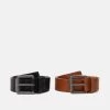 Pier One 2 Pack Unisex - Riem - Black/Cognac