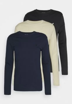 Pier One 3 Pack Unisex- Longsleeve - Black/Dark Blue/Stone